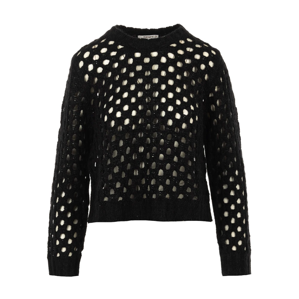 Kangra Zwarte Trui Girocollo Stijl Black Dames