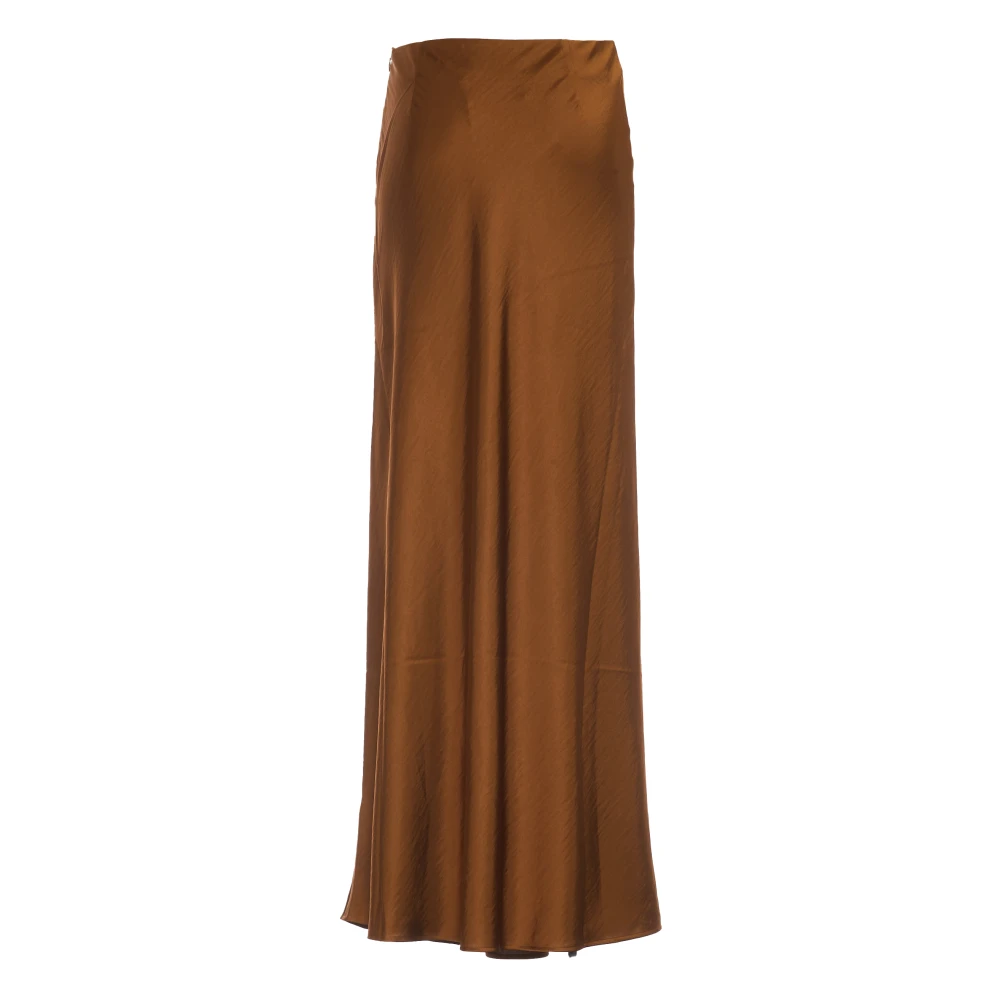 Essentiel Antwerp Bronze Maxi Satijnen Lange Rok Brown Dames