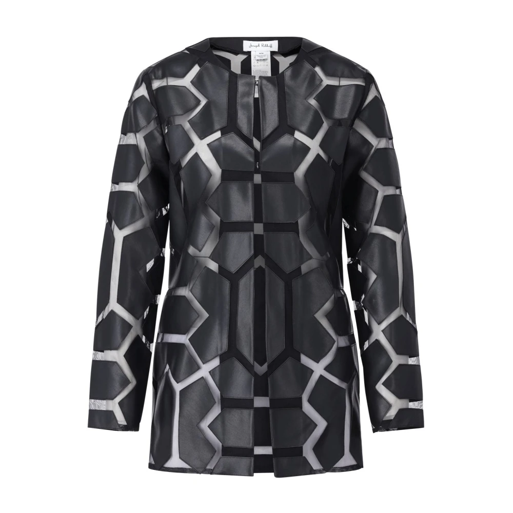 Joseph Ribkoff Blazer met mesh en lederlook Black Dames