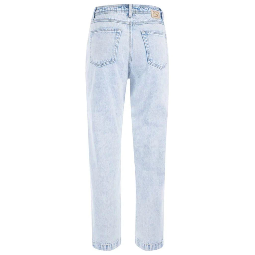 YES ZEE Hoge taille lichte wassing studs jeans Blue Dames