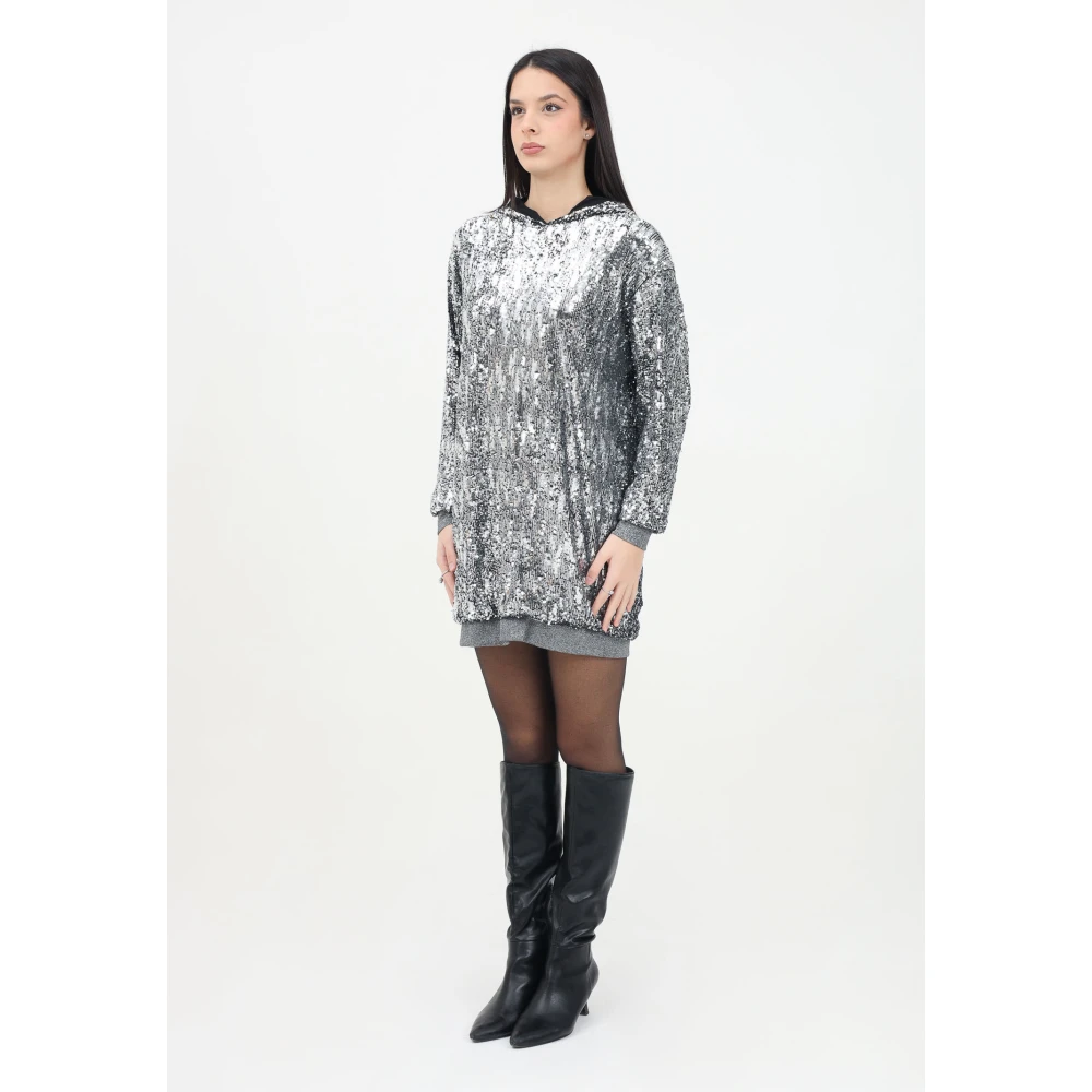 ViCOLO Zilveren Pailletten Korte Jurk Gray Dames