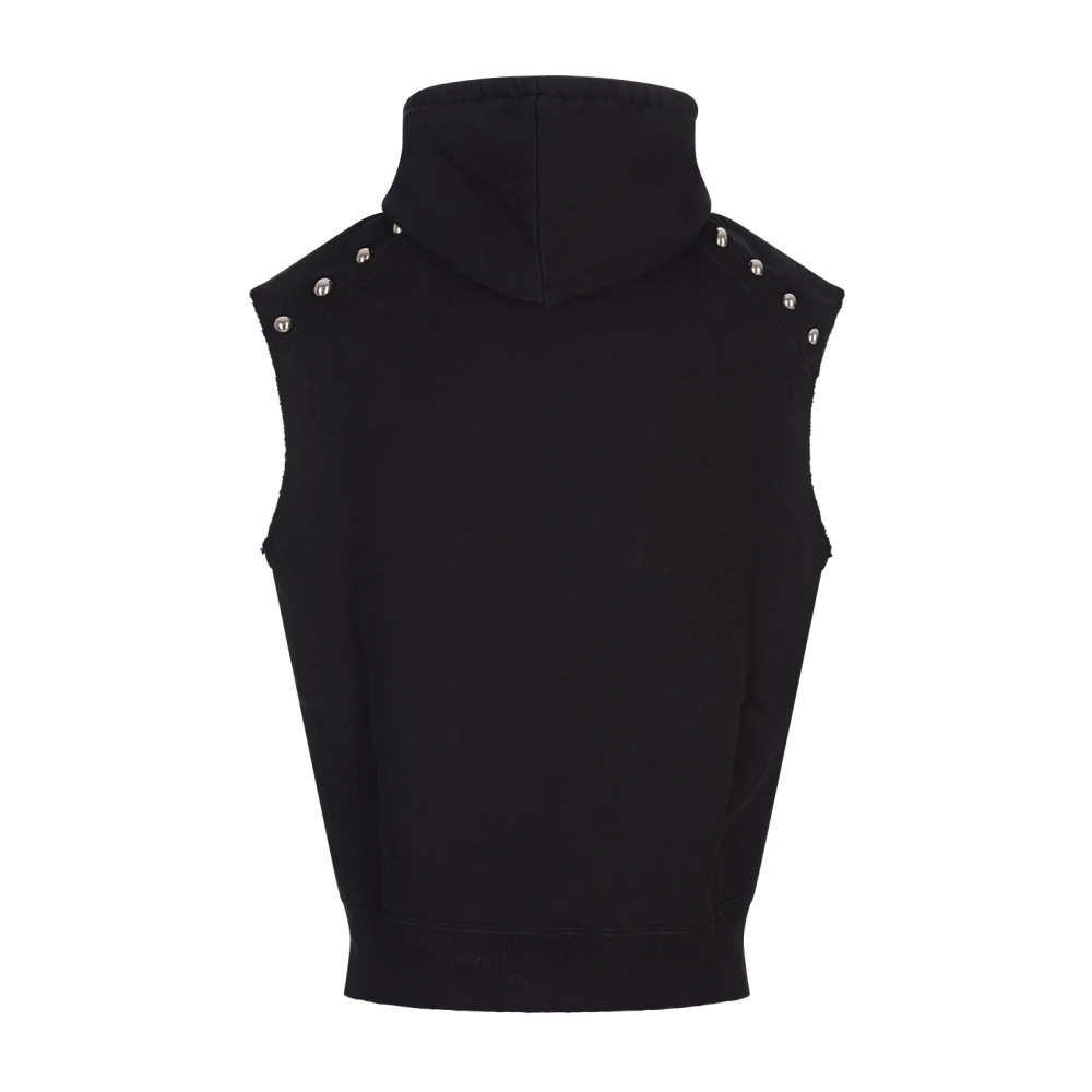 alexander mcqueen Zwarte Mouwloze Hoodie met Nieten Black Heren