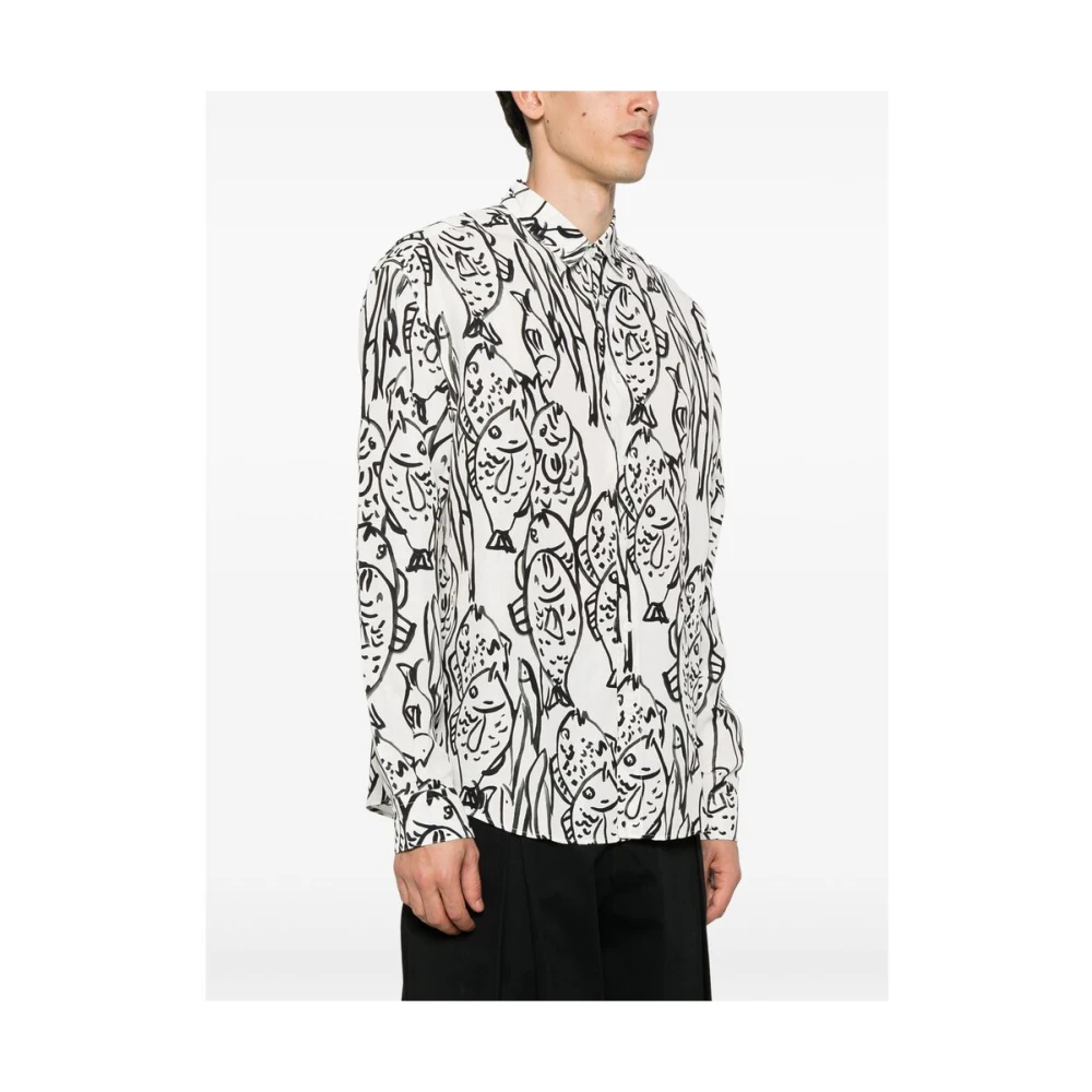 Jacquemus Witte Grafische Print Knoopshirt Multicolor Heren