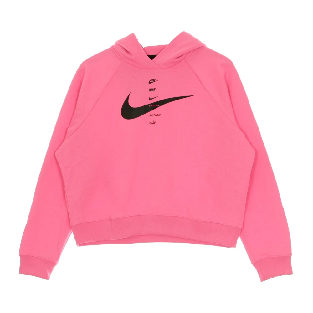 Nike Rosa Glow/Svart Swoosh Hoodie Pink, Dam