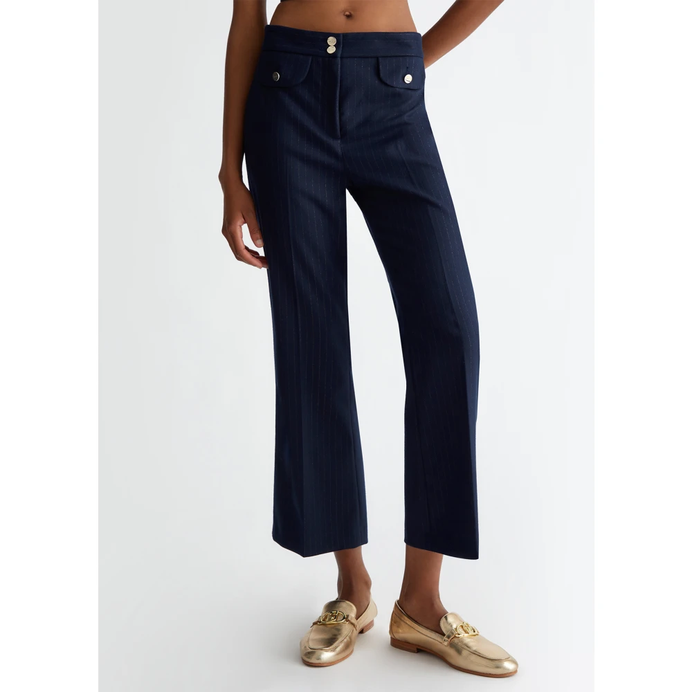 Liu Jo Slim Fit Flanellen Gestreepte Broek Blue Dames