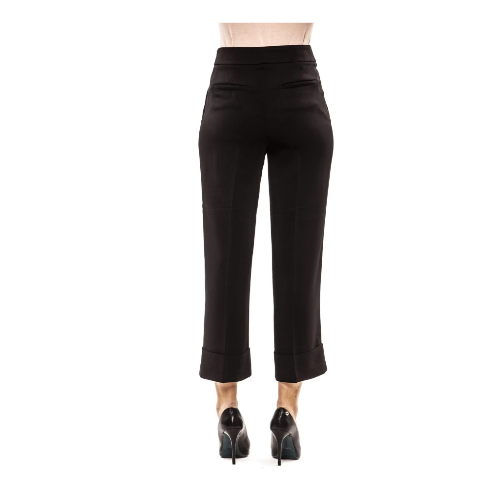PESERICO Zwarte Culottes Stijlvolle Jeans Pant Black Dames