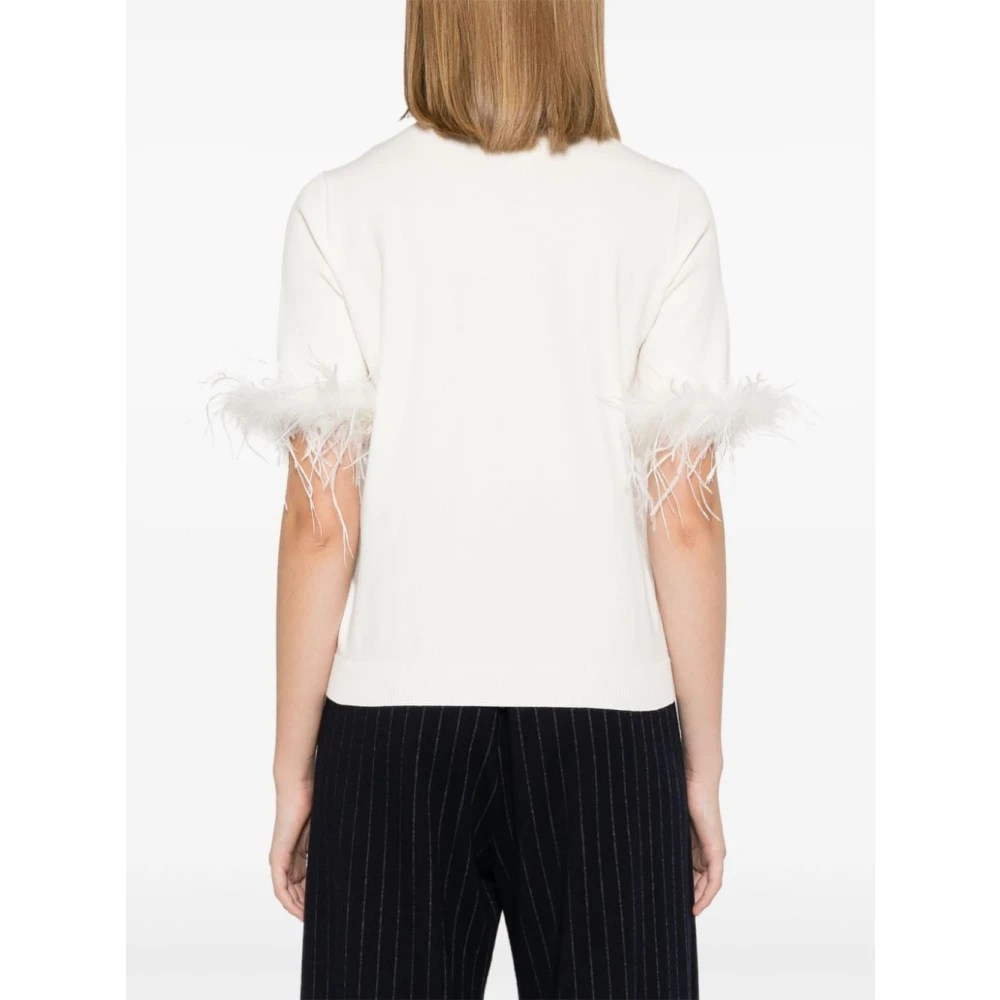 Twinset Truien met verenafwerking en korte mouwen Beige Dames
