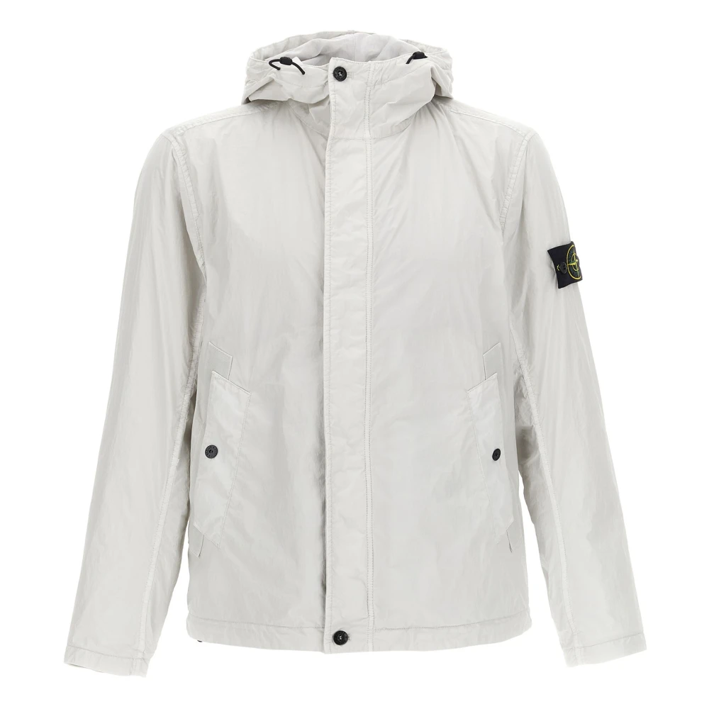 Stone Island Grijze Nylon Hoodie Jas Gray Heren