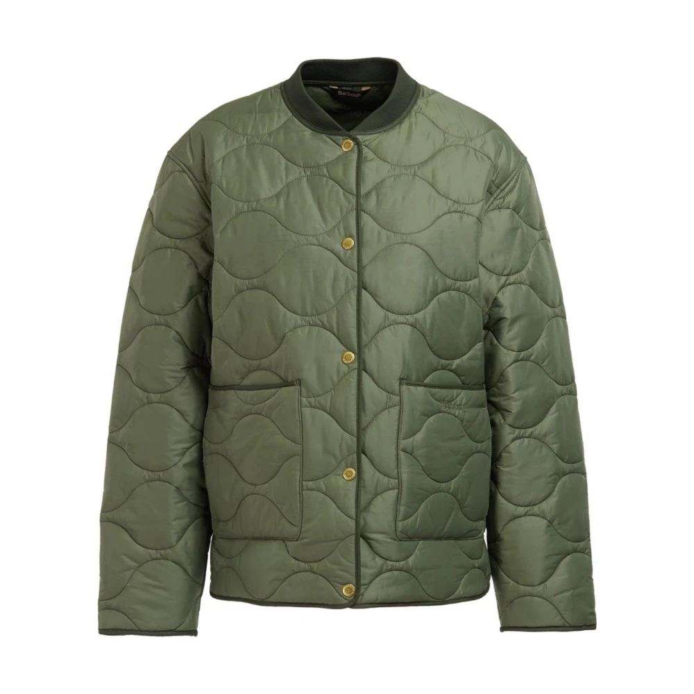 Barbour Gewatteerde olijfjack met logo Green Dames