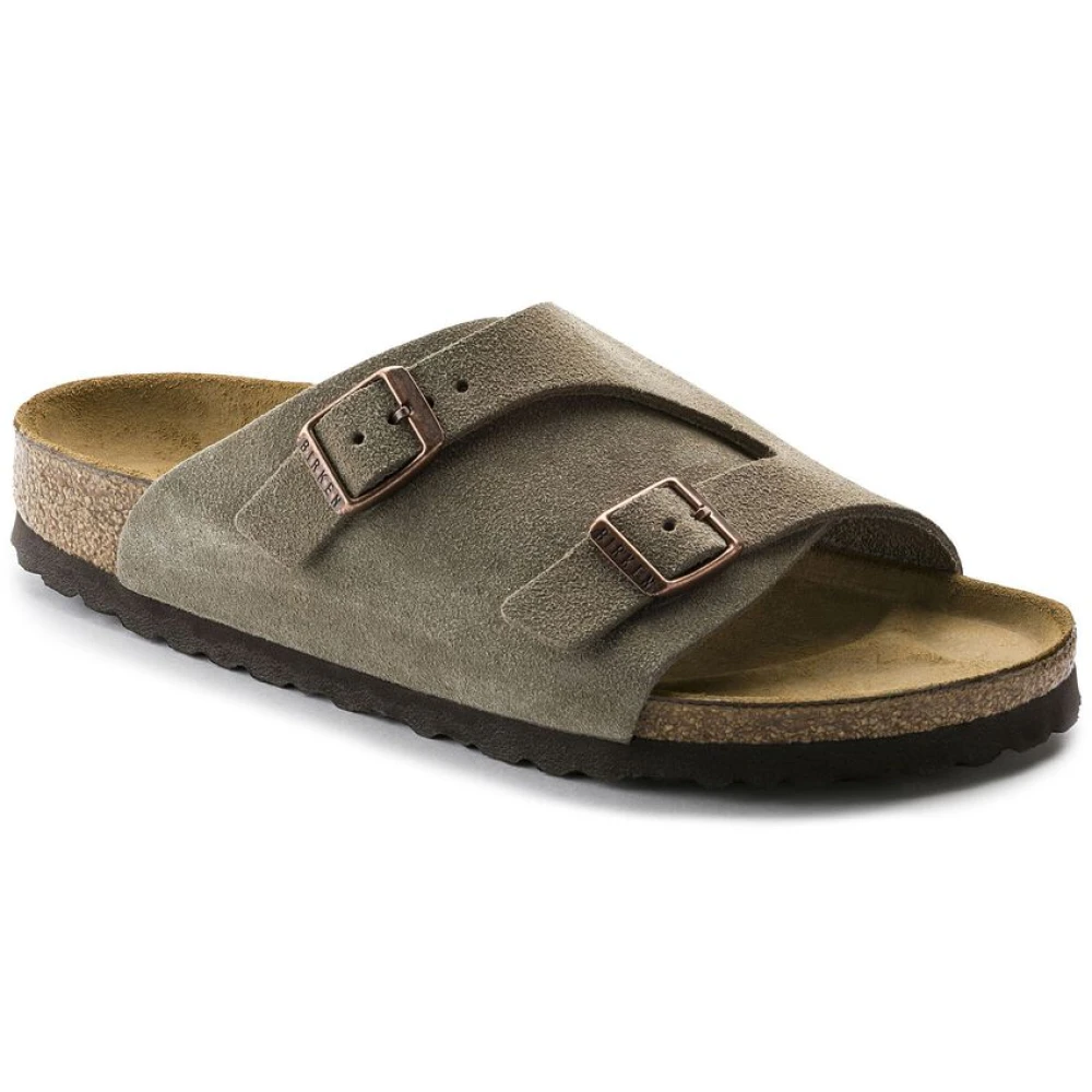 Birkenstock Zurich Taupe Mocka Läder Sandaler Gray, Herr