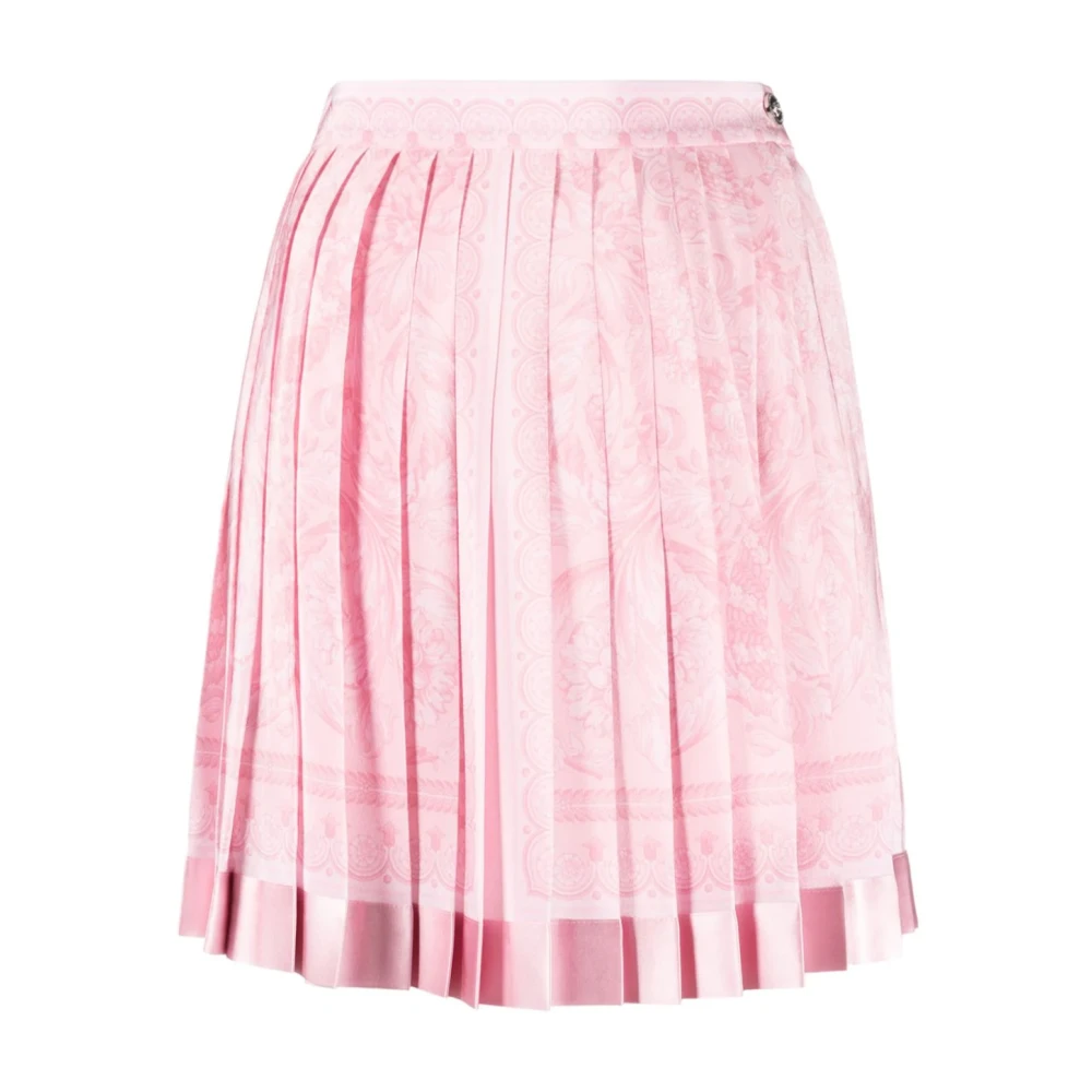 Versace Barocco Print Zijden Rok Pink Dames