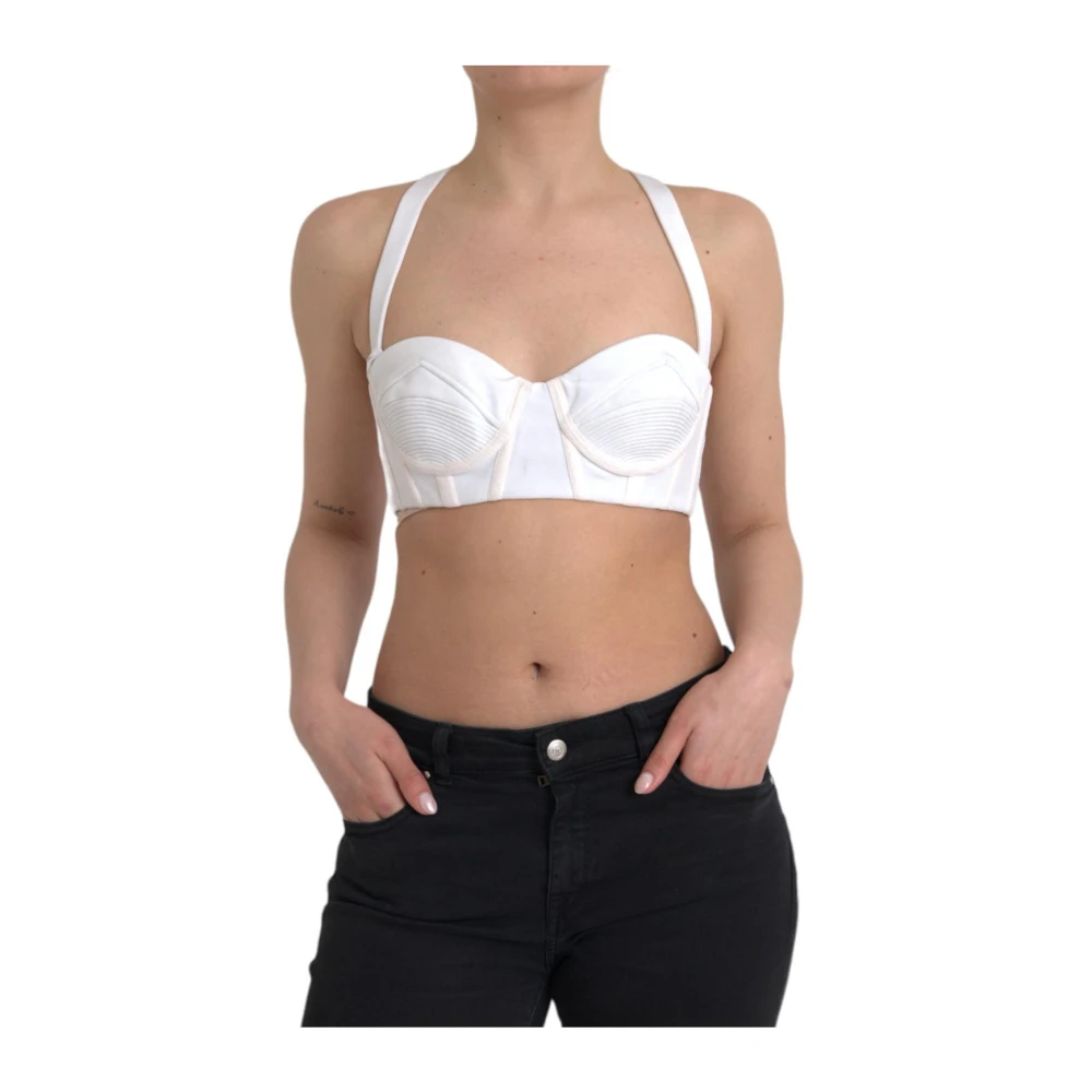 Versace Women's White Sleeveless Tops, S, Sleeveless Corset Tank Top