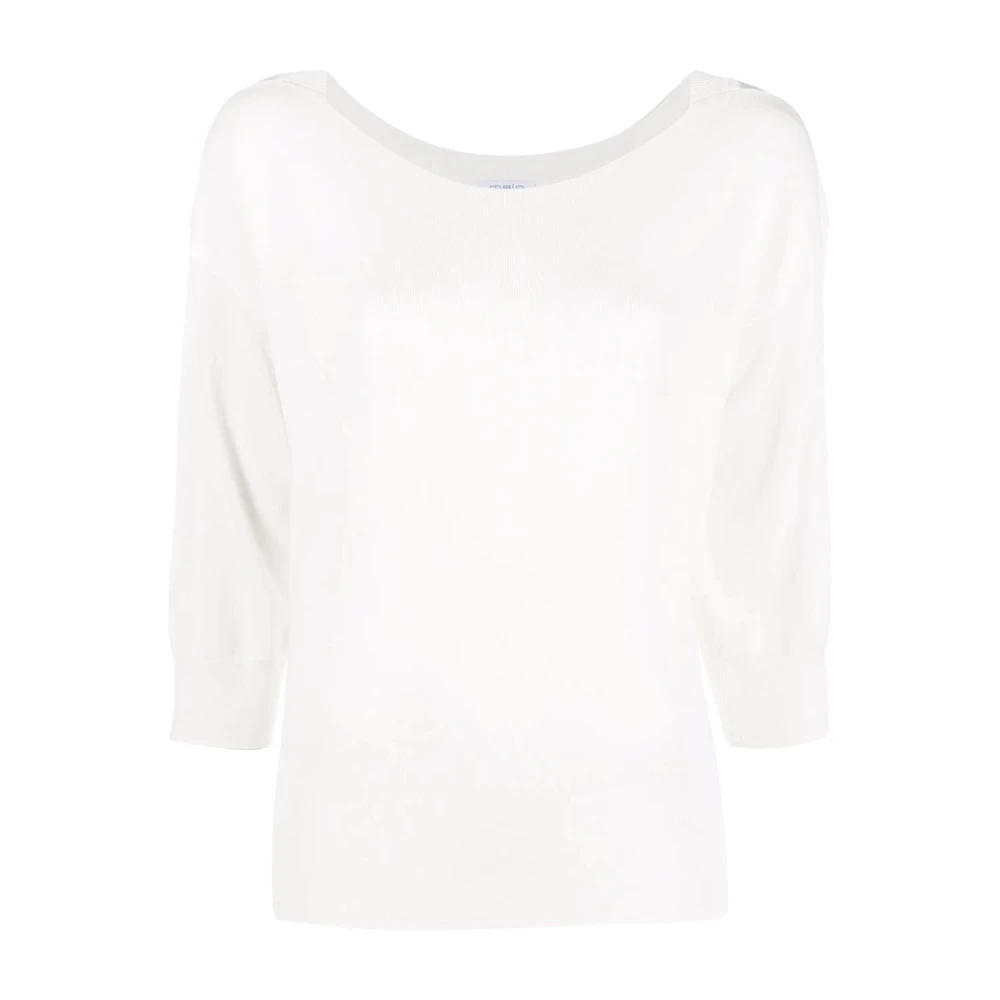 Malo Casual witte trui met viscose katoen White Dames