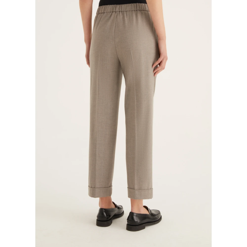 Rosso35 Stretchstof broek met manchet en elastische taille Gray Dames
