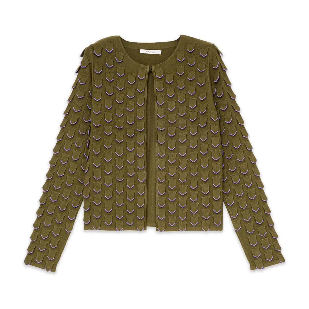Maliparmi Women's Green 3D Stitch Cardigan