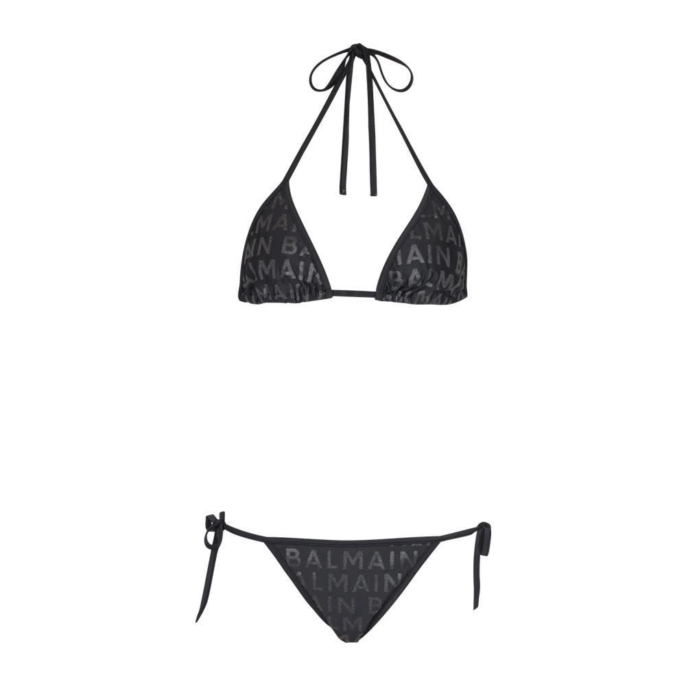Balmain Tweedelig badpak met logo's Black Dames