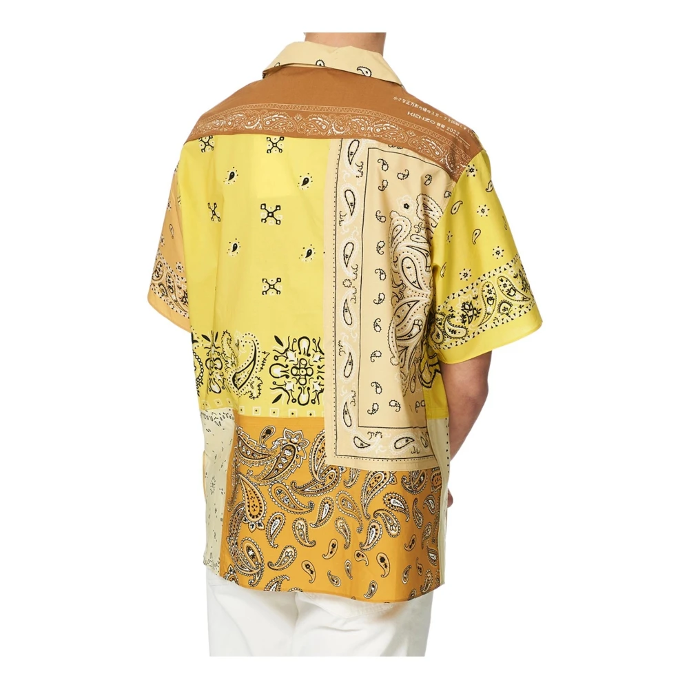 Kenzo Bandana Print Korte Mouw Overhemd Yellow Heren