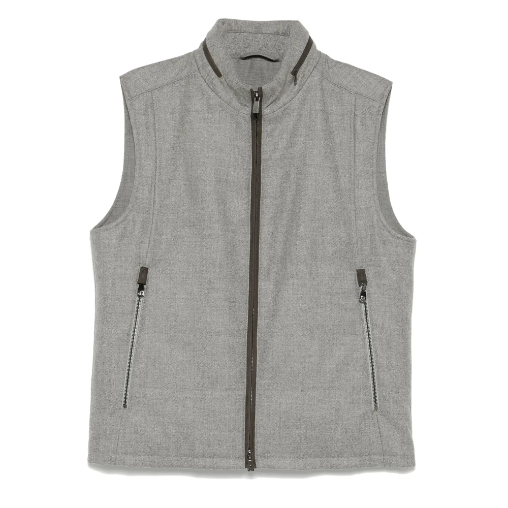 Corneliani Wol Kasjmier Vest Knoopsluiting Zakken Gray Heren
