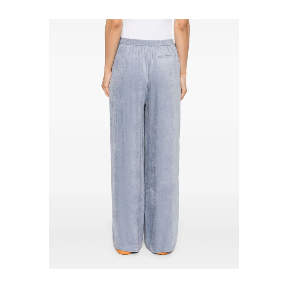 Forte Wijde Pijp Fluwelen Broek Grigio Blue Dames
