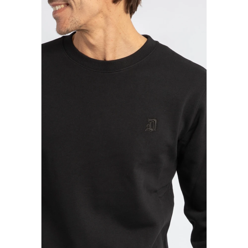 Dondup Zwarte Sweater met Logo Borduursel Black Heren