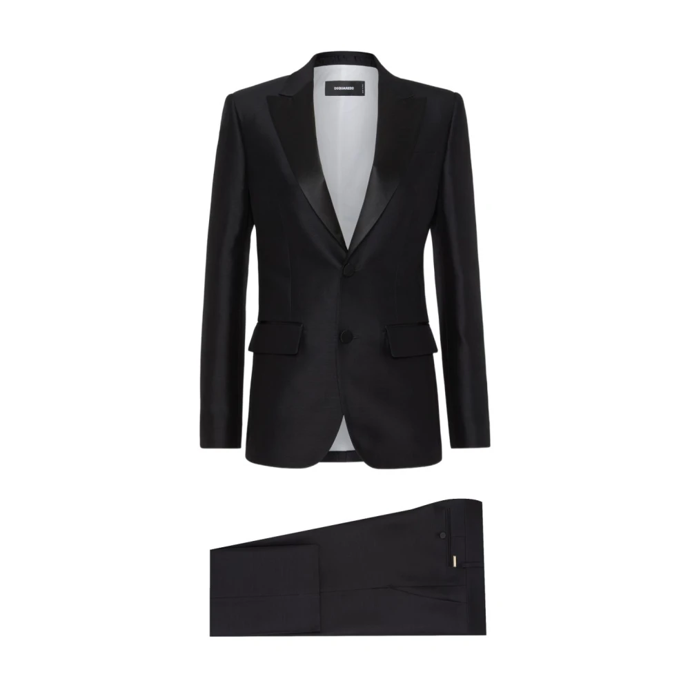 Dsquared2 Black Single Breasted Suits, Male, L, Single-Breasted Suit