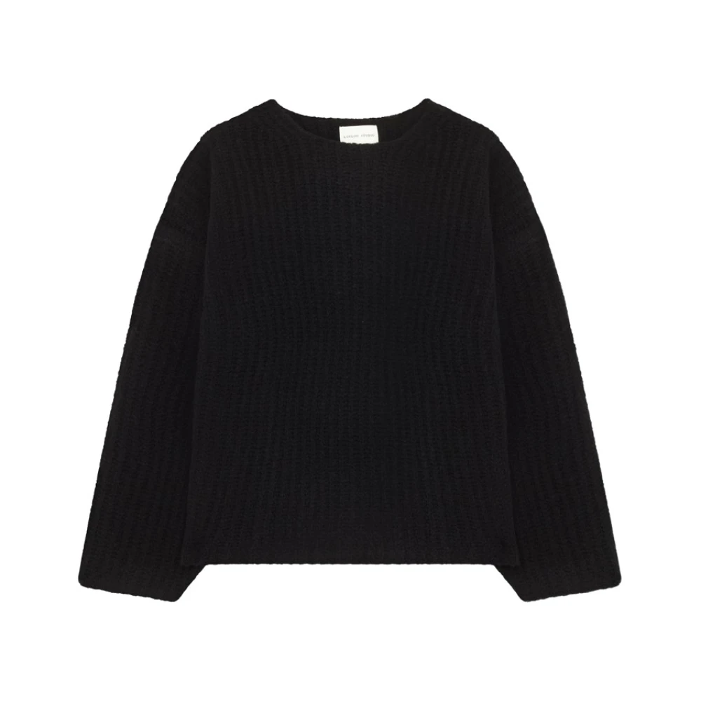 Loulou Studio Gebreide Oversized Trui Ronde Hals Lange Mouwen Black Dames