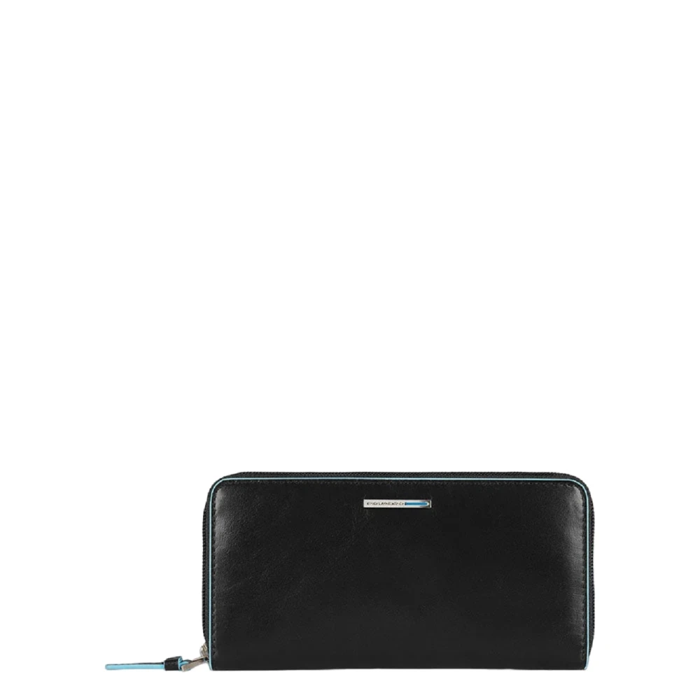 Piquadro Women's Black Three-Gusset Zip Wallet