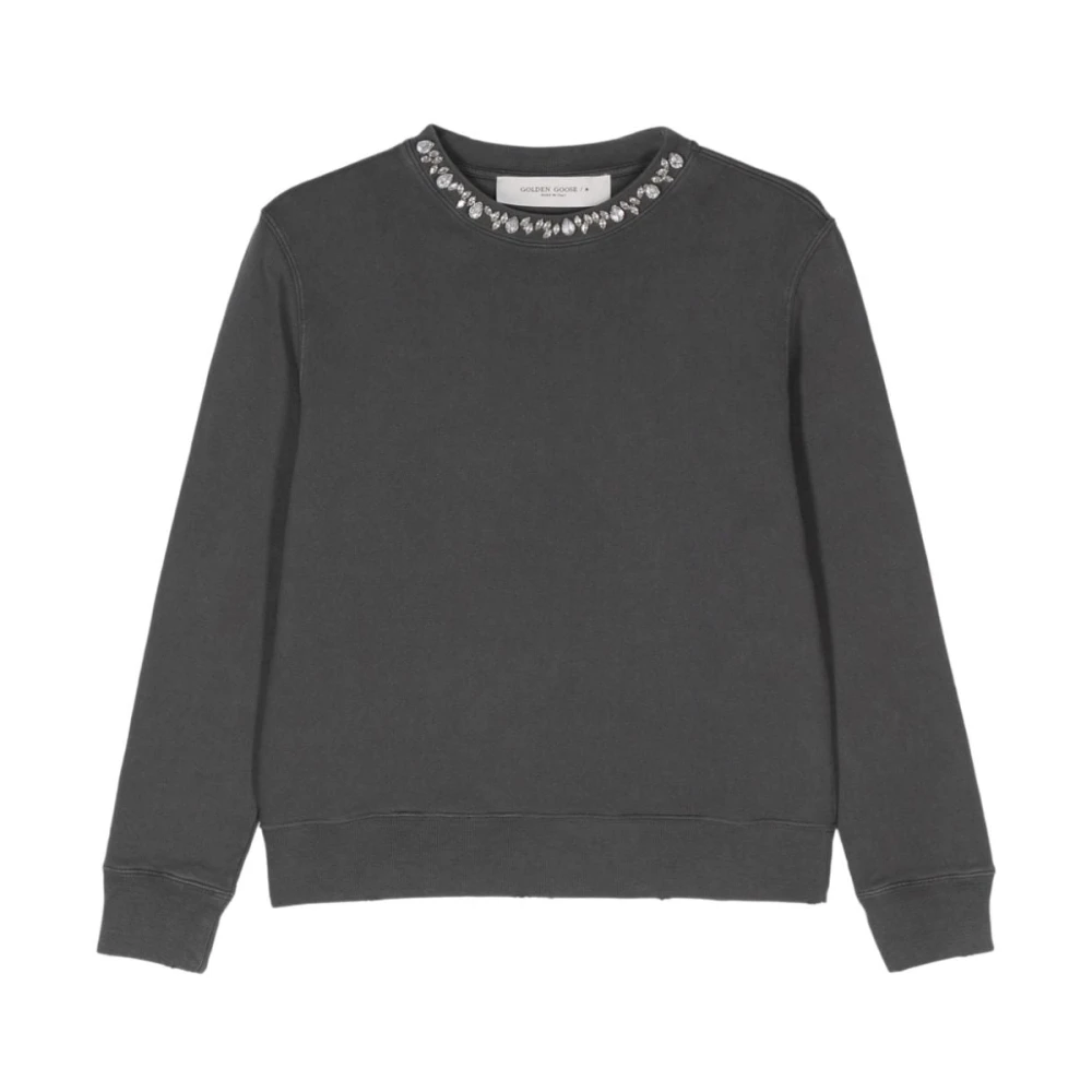 Golden Goose Donna Grigio Maglione Con Cristalli