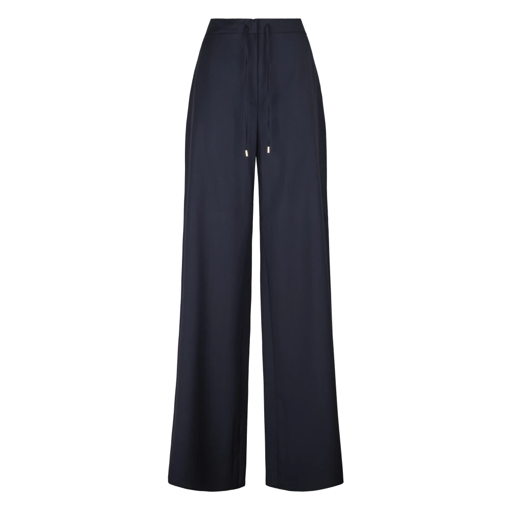 Max Mara Pantalone Lungo A - Female - Wide Trousers - Blue - Xs - Trousers