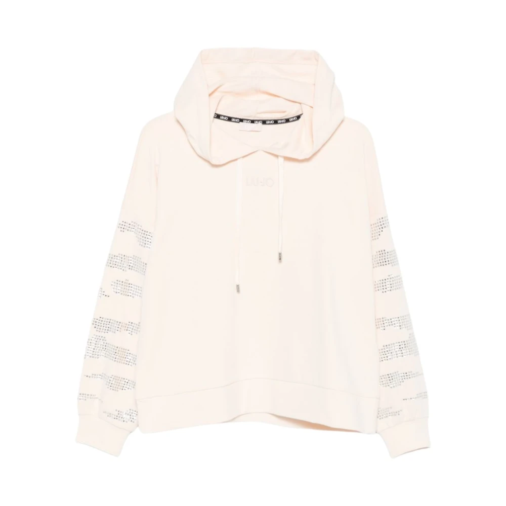 Liu Jo Women's Beige Hooded Sweatshirt With Appliqués