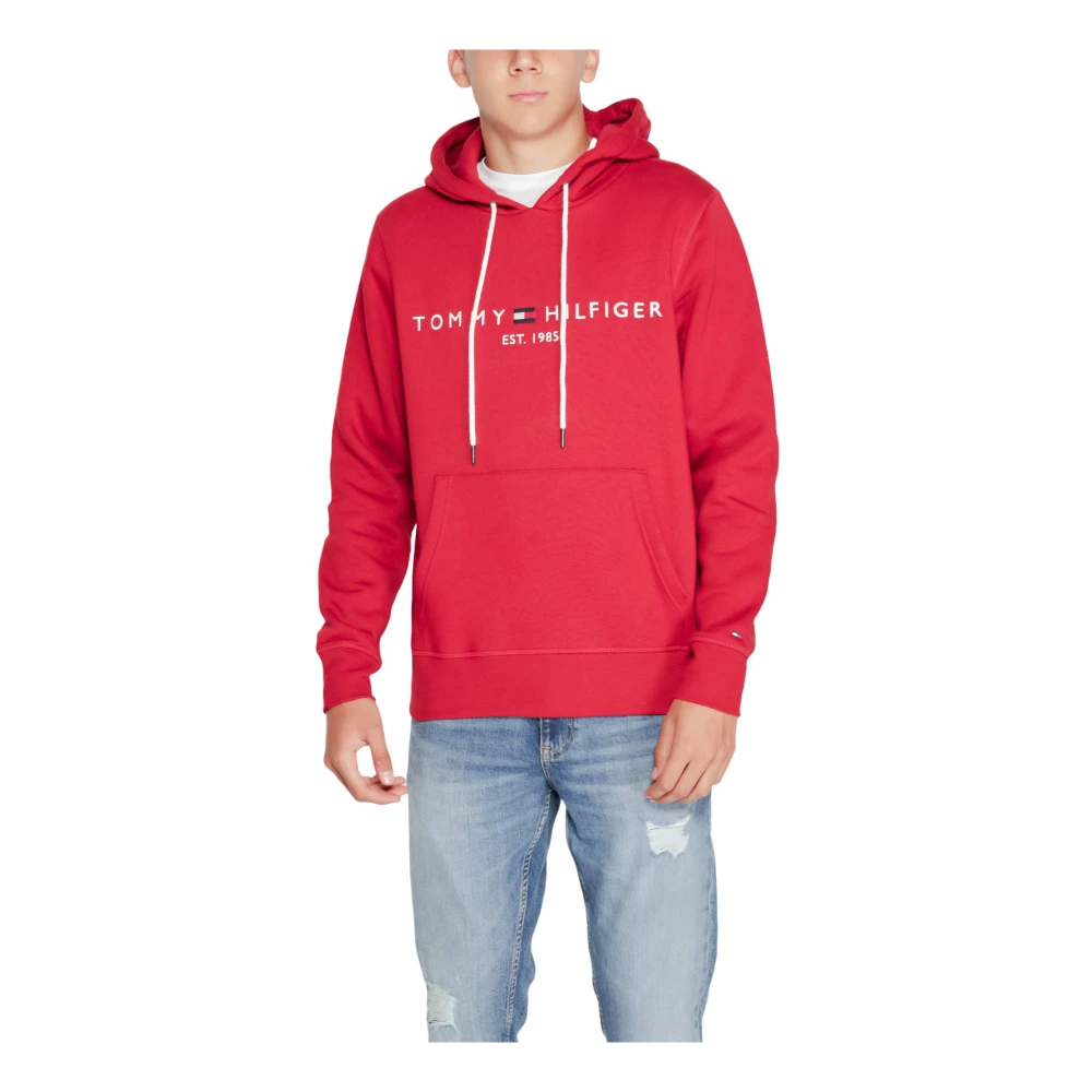 Tommy Hilfiger Rode Bedrukte Hoodie met Voorzakken Red Heren