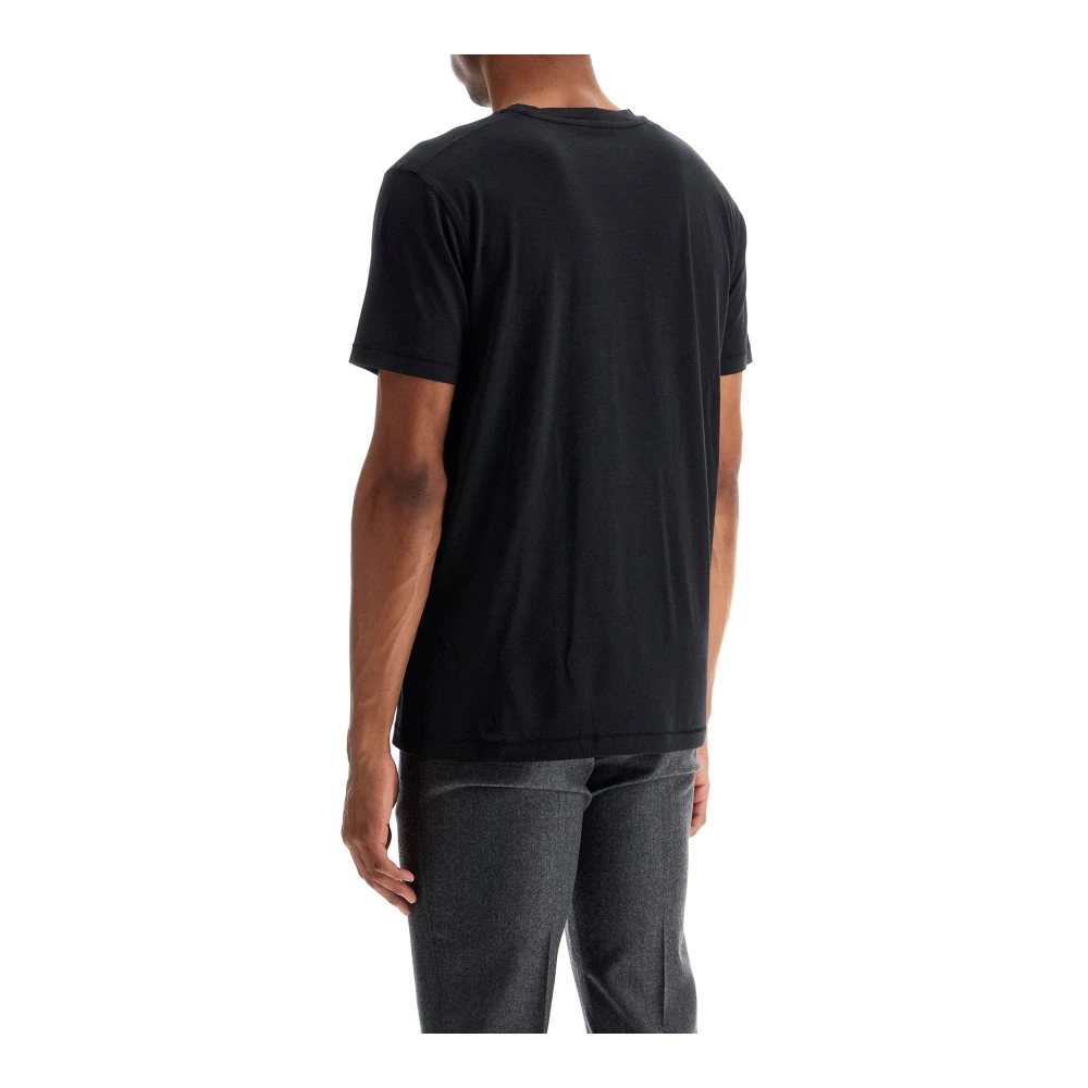 Tom Ford Zwarte Crew Neck Lyocell Katoen T-shirt Black Heren