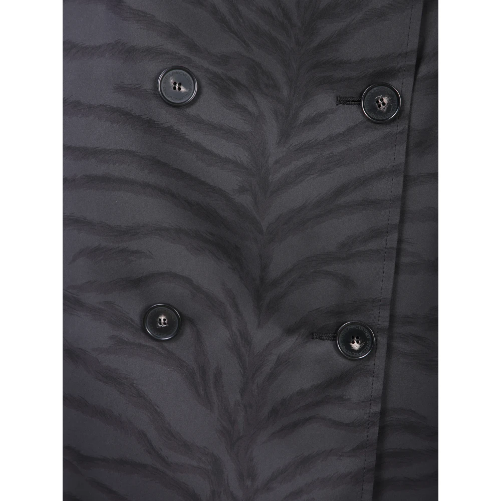 Stella Mccartney Zebra Print Nylon Trench Coat Black Dames