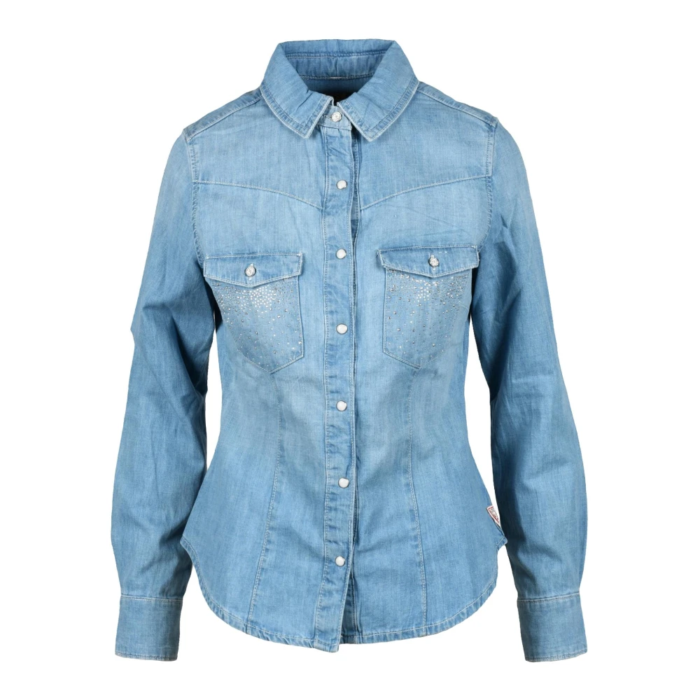 Guess Katoenen overhemd Stijlvol ontwerp Blue Dames