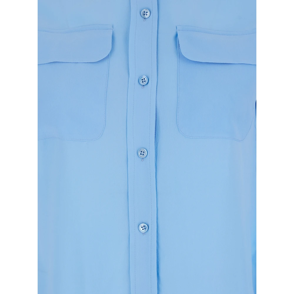 Equipment Zijden Blauwe Shirt met Zakken Blue Dames