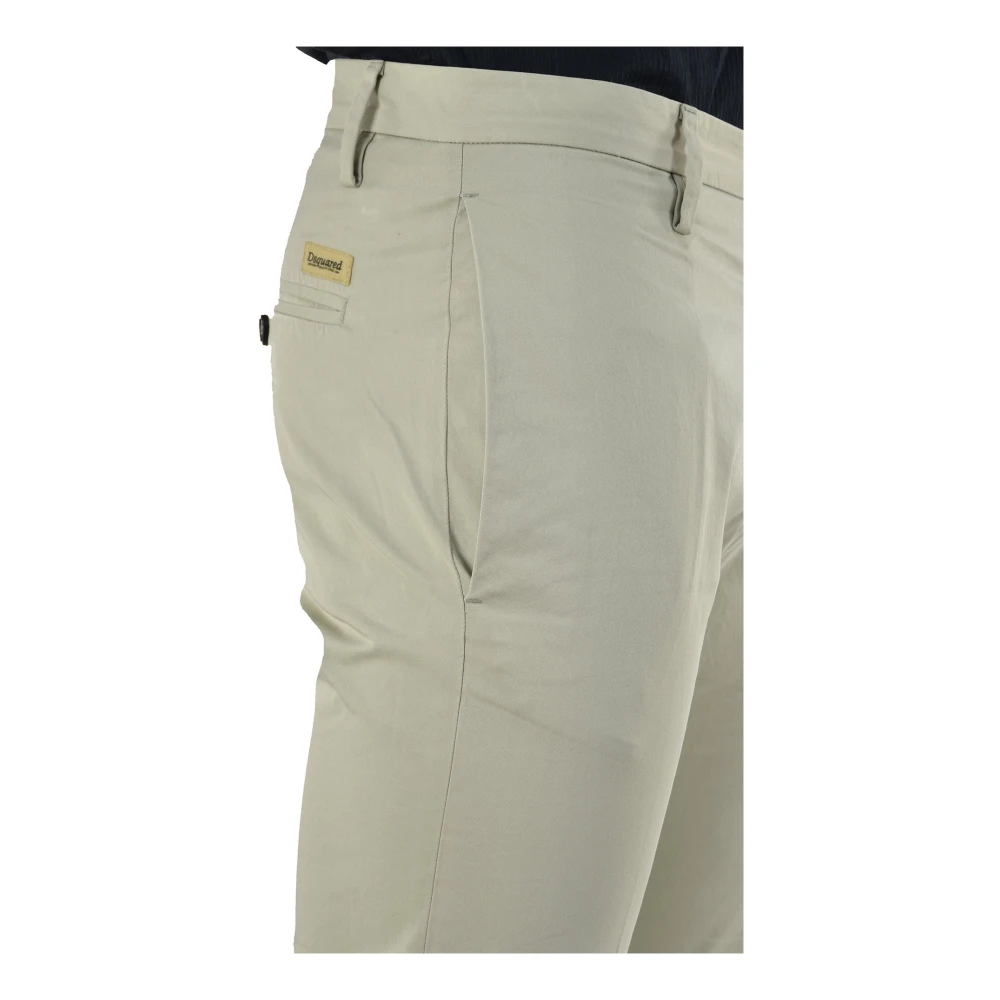 Dsquared2 Beige Katoenen Geknoopte Chino`s voor Heren Beige Heren