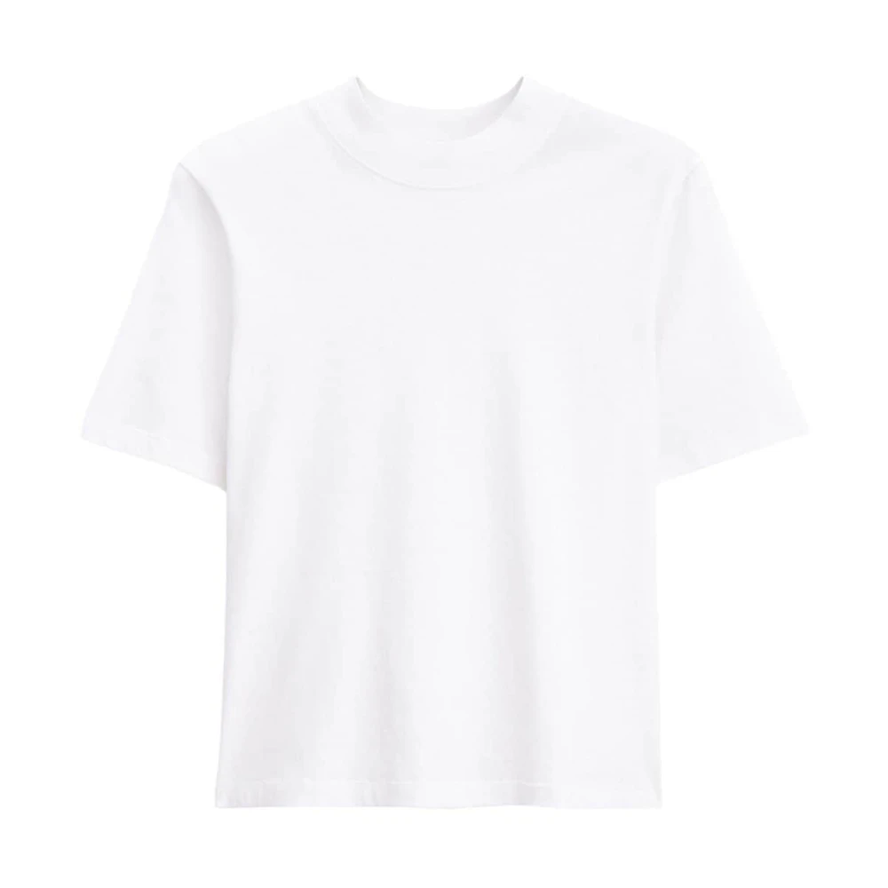 Filippa K Witte Mock Neck Korte Mouw Top White Dames