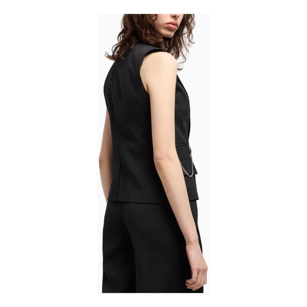 Armani Exchange Zwarte V-hals jas met kettingzak Black Dames