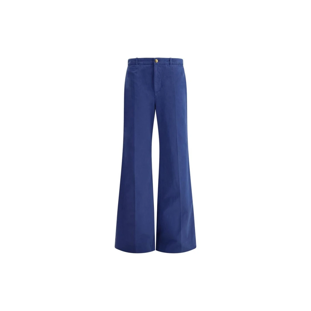 Chloé Flare Katoenen Broek met Rits Sluiting Blue Dames
