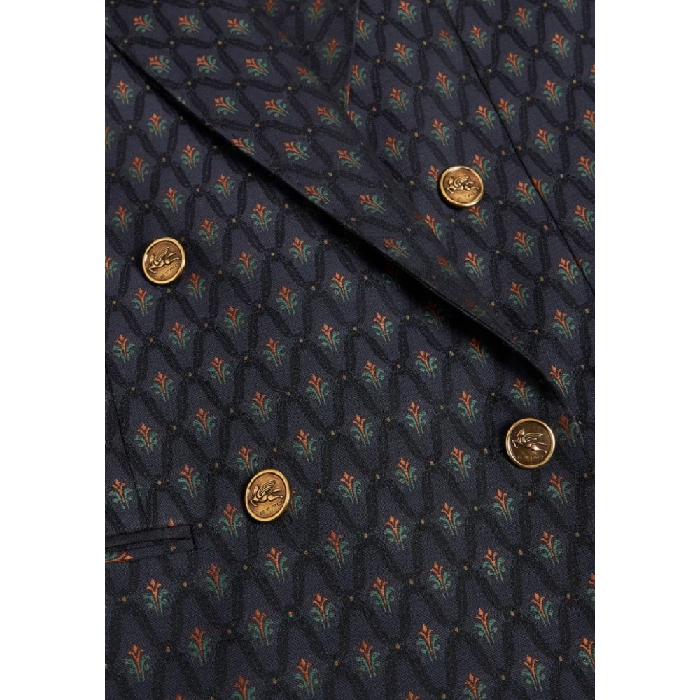 ETRO Blauwe Wolmix Stijlvolle Jas Blue Dames