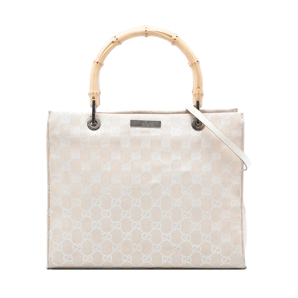 Gucci Vintage Women's Brown Vintage Handbags, One Size, Pre-Owned Vintage Gg Canvas Bamboo Handle Satchel