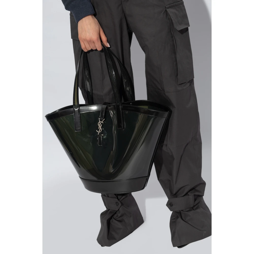 Saint Laurent Medium Shopper Tas Green Dames