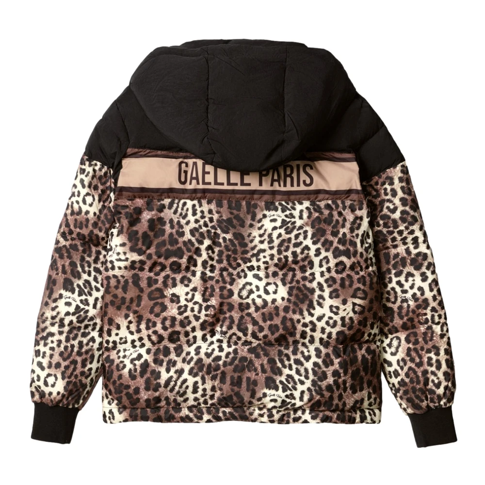 Gaëlle Paris Luipaardprint Beige Gewatteerde Jas Multicolor Dames