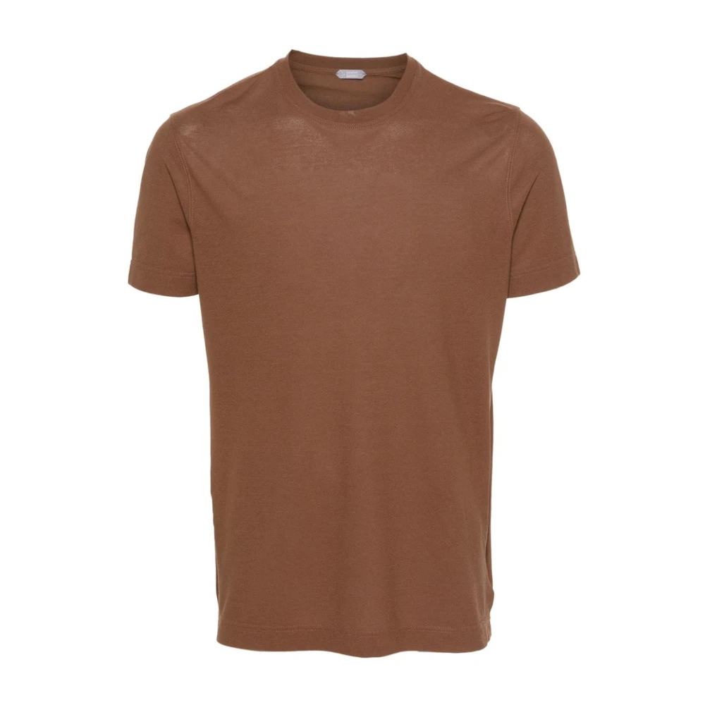 Zanone Bruine T-shirts en Polos Brown Heren