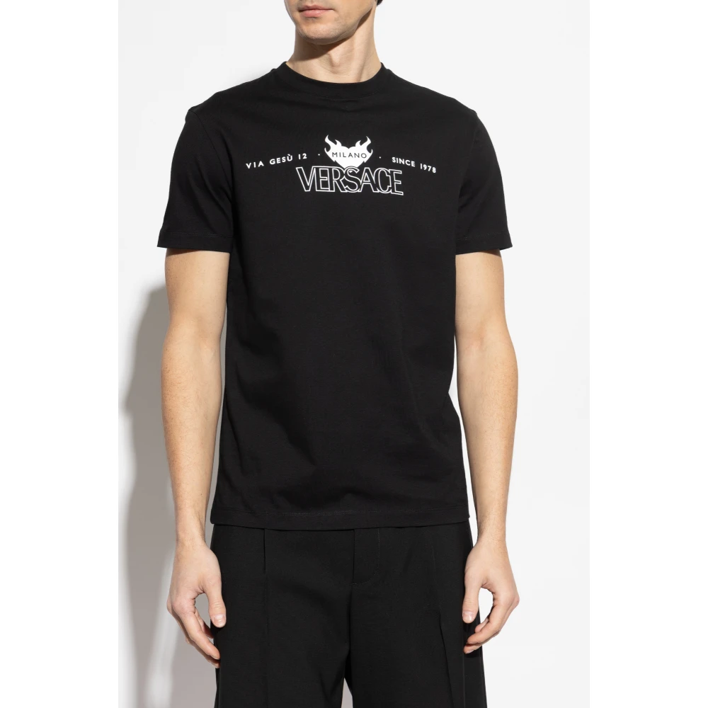 Versace T-shirt met print Black Heren
