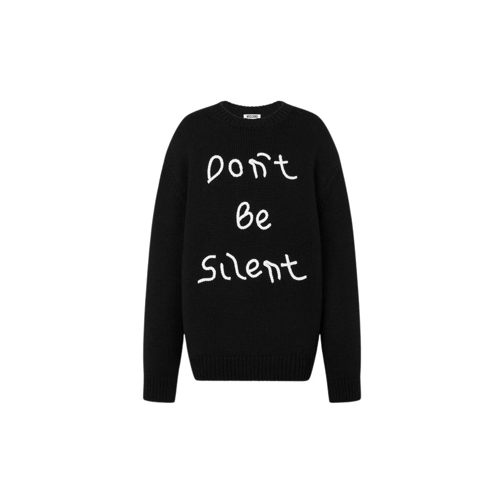 Moschino Women's Black Embroidered Merino Wool Pullover