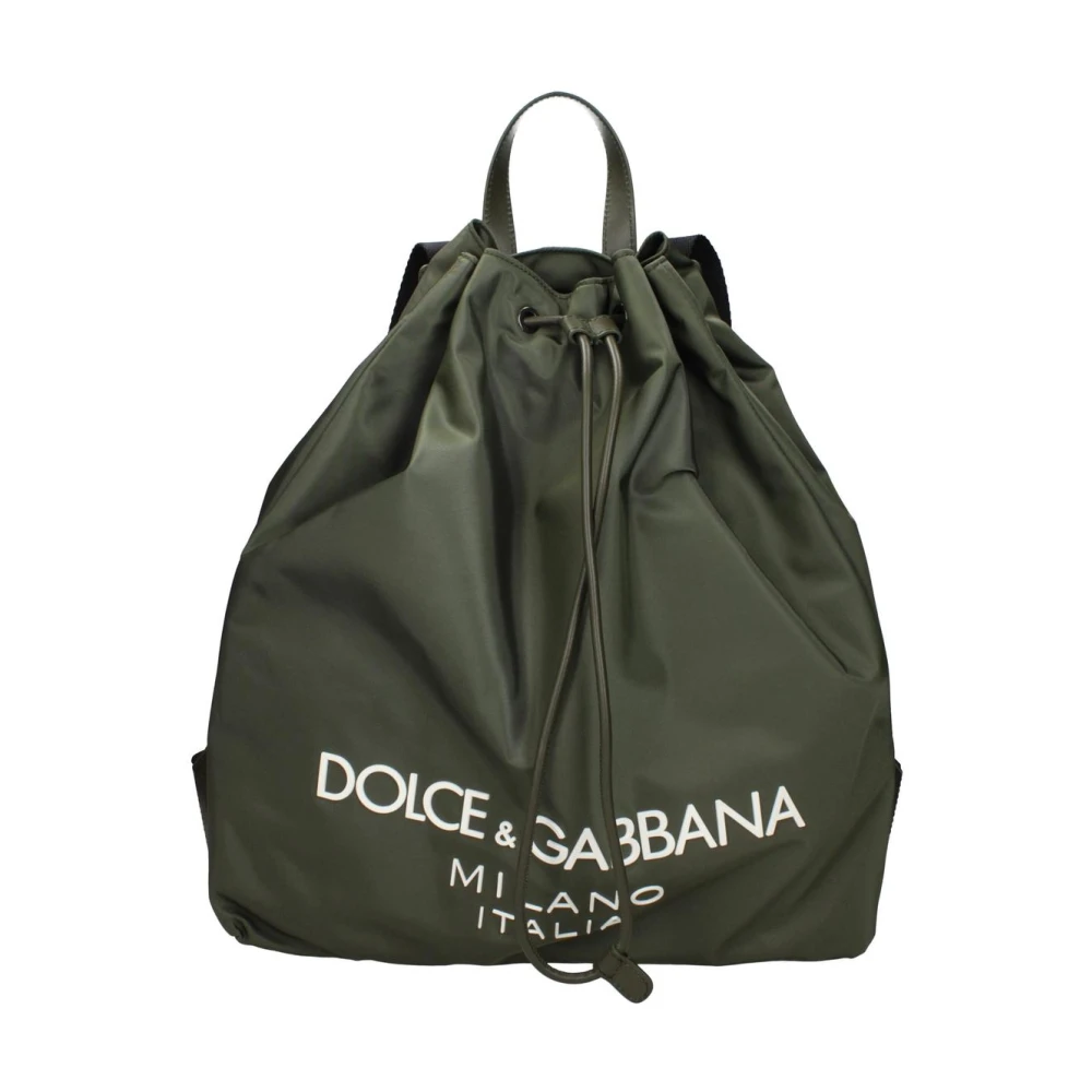 Dolce & Gabbana Men's Green Nylon Backpack With Multiple Compartts