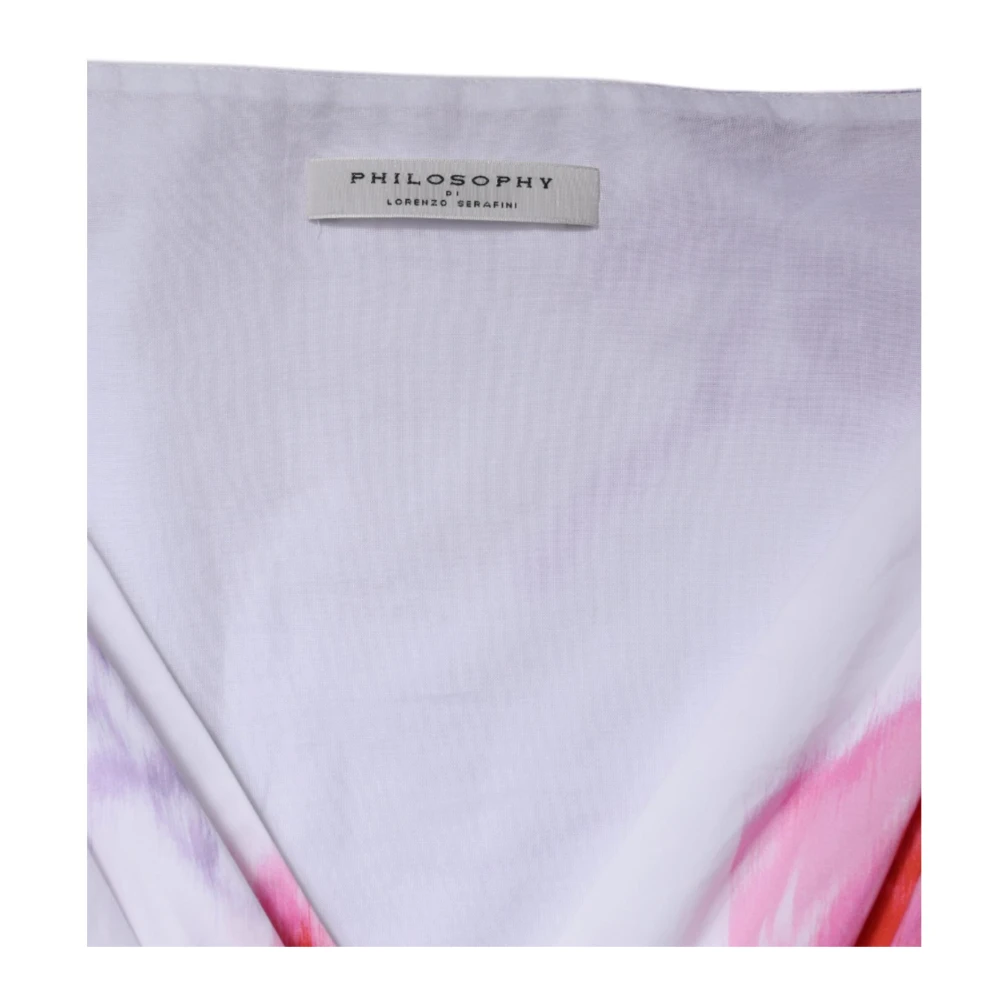 Philosophy di Lorenzo Serafini Witte Bloemen Maxi Jurk Gerimpelde Mouwen Multicolor Dames