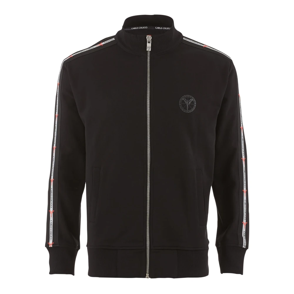 Carlo Colucci Men's Black Unique Zip-Through Sweatshirt For