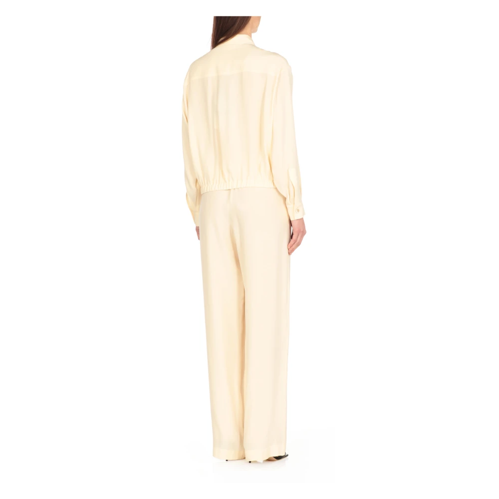 Fabiana Filippi Ivoor Viscose Jas met Helder Details Beige Dames